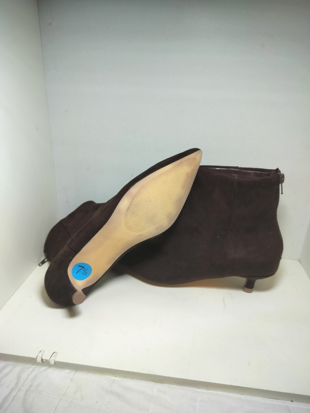 Tahari Dark Brown Suede Pointed-Toe Ankle Boots - Picture 6 of 6